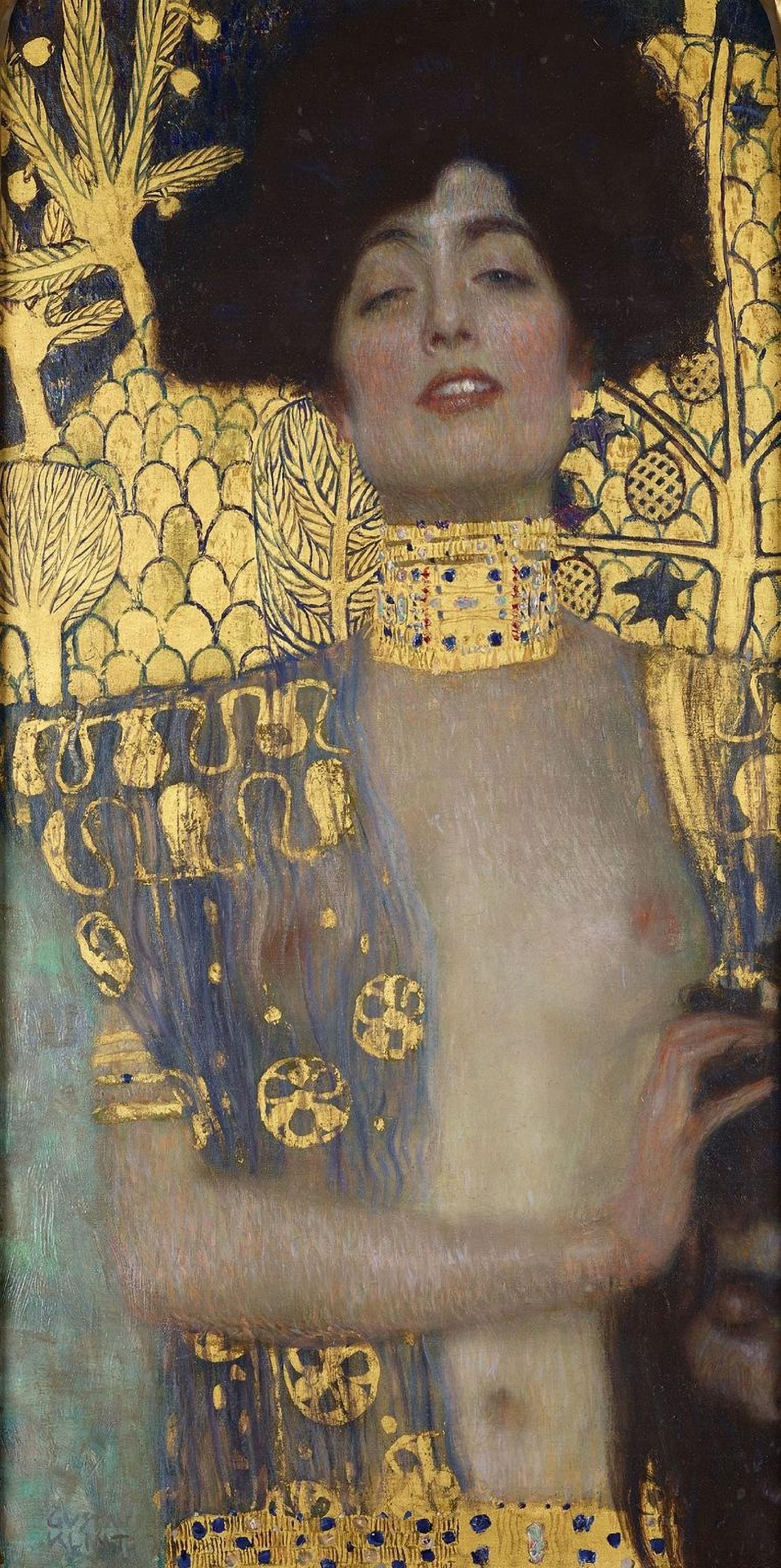 Gustav Klimt Judith Canvas Print, Textured with Vintage Gold Frame (Multiple Sizes) FOSHE ART
