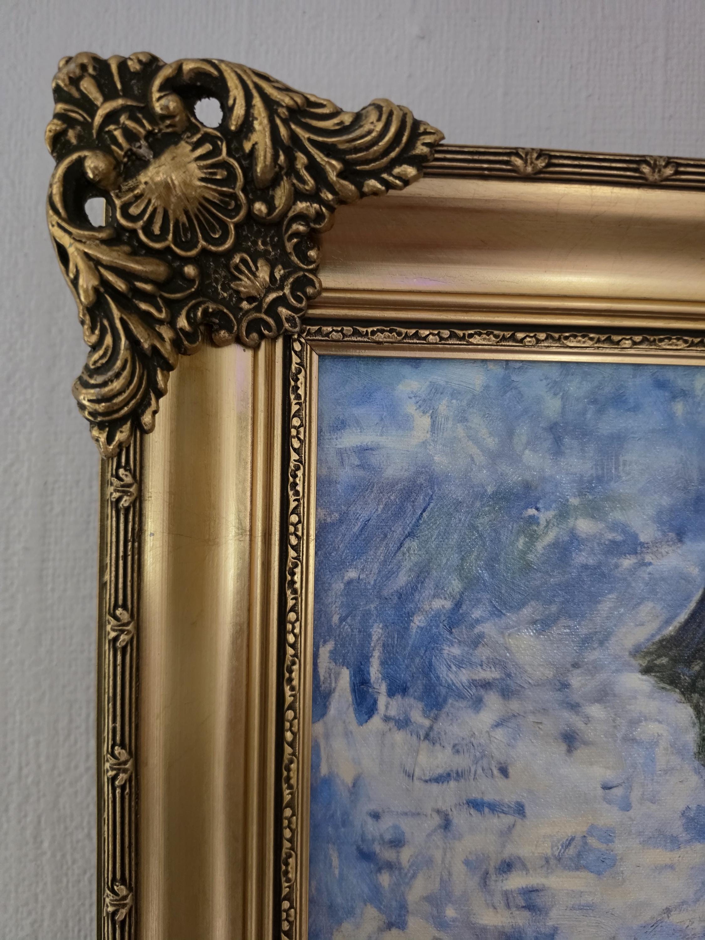 Monet Woman with Parasol Canvas Print: Rococo Gold Frame, Textured Giclée FOSHE ART