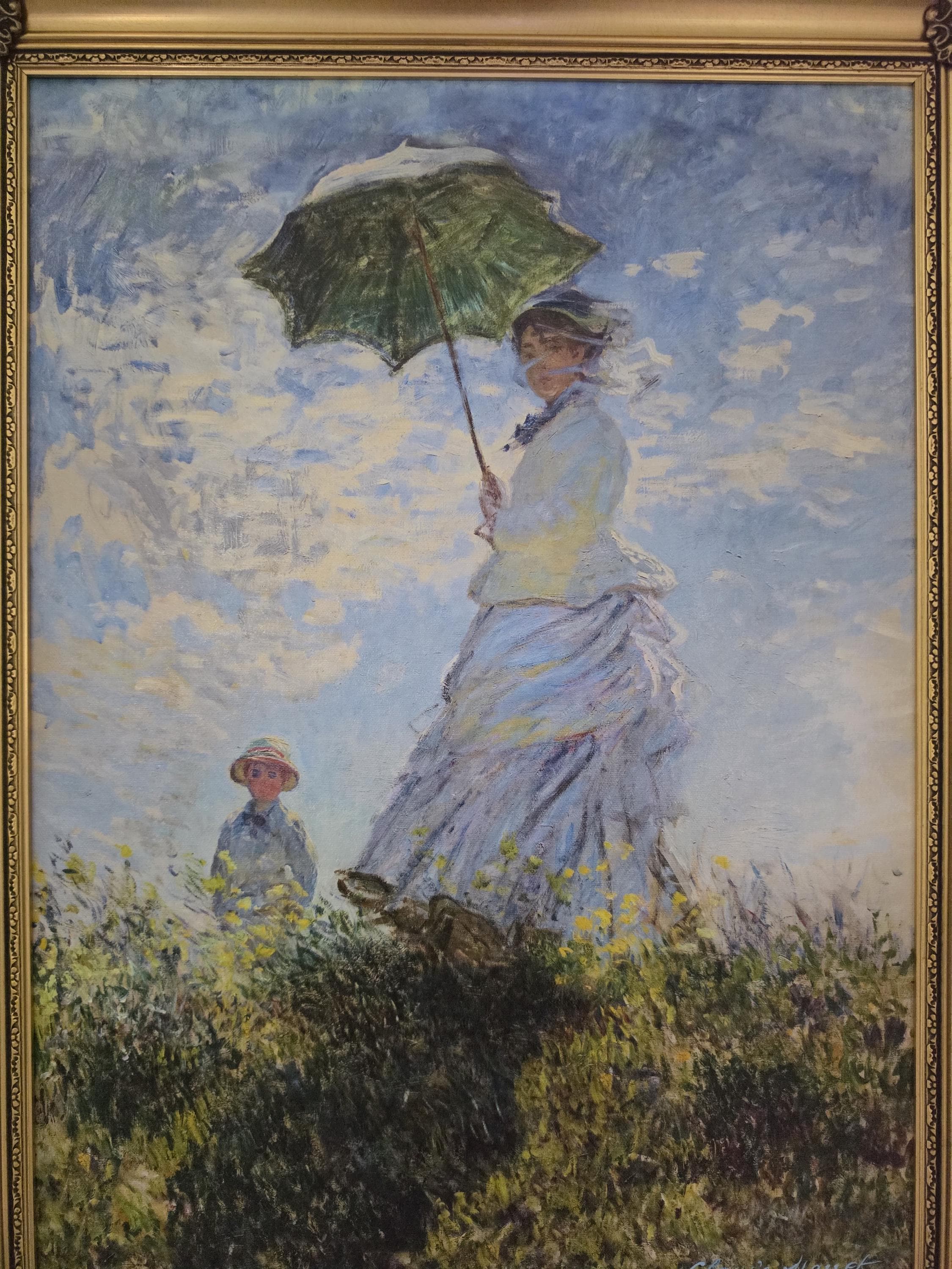 Monet Woman with Parasol Canvas Print: Rococo Gold Frame, Textured Giclée FOSHE ART