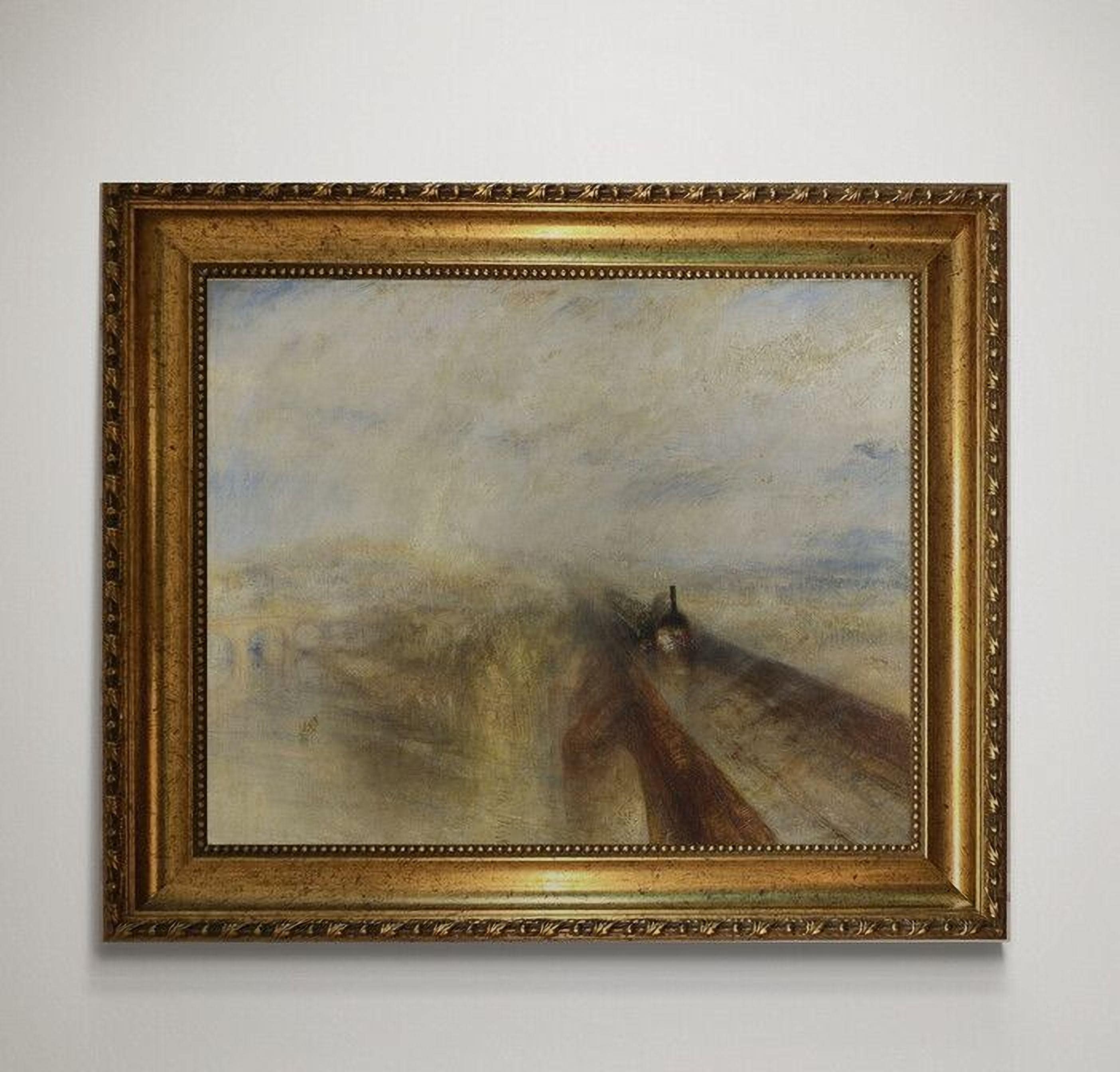 Turner Rain Steam and Speed Railway Canvas Print, Vintage Frame Brush Strokes FOSHE ART