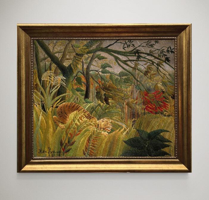 Surprised Art Print – Henri Rousseau Giclee on Canvas with Vintage Wooden Frame FOSHE ART