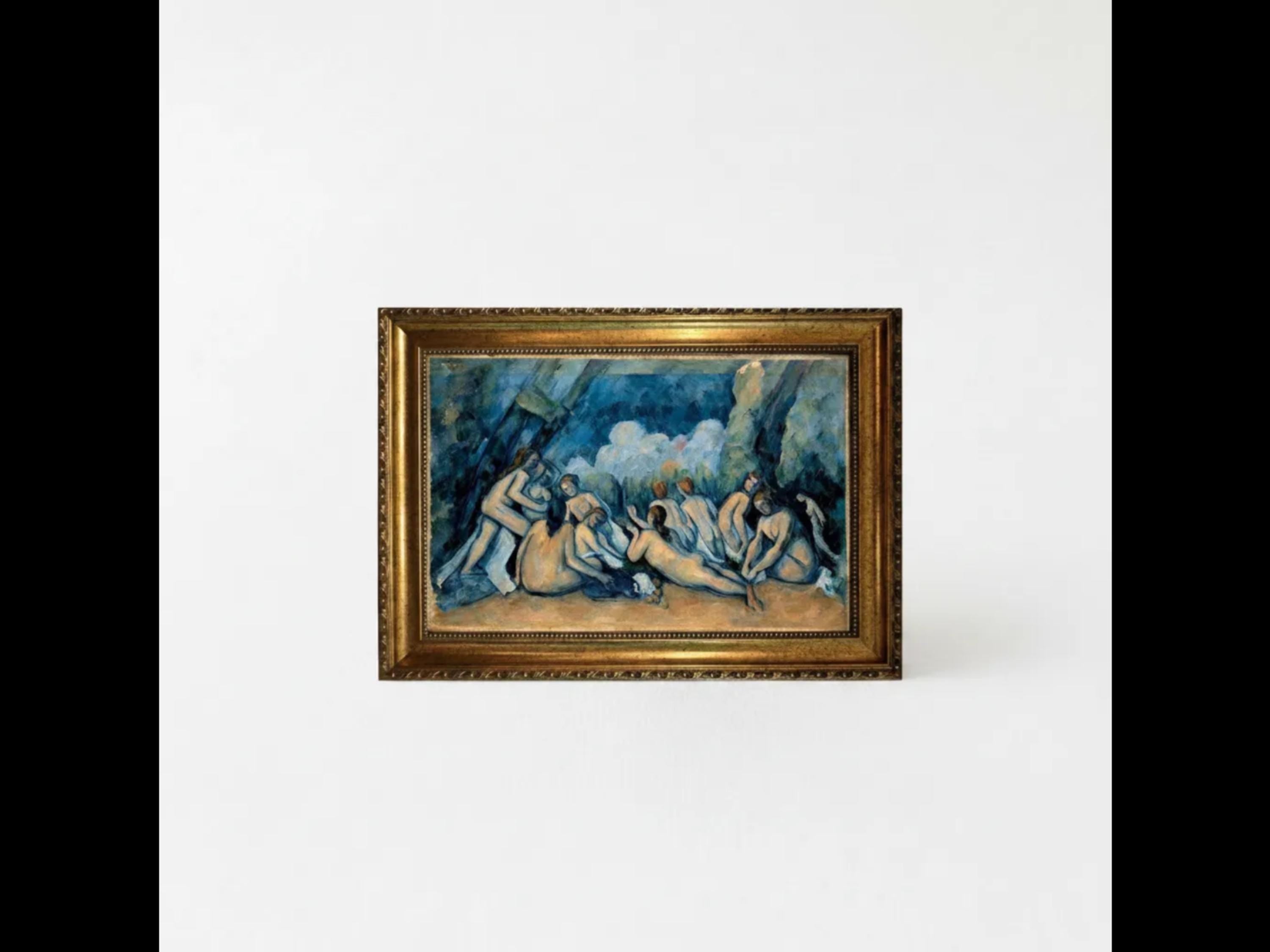Bather by Cezanne Wall Art: Vintage Golden Frame and Brush Strokes FOSHE ART