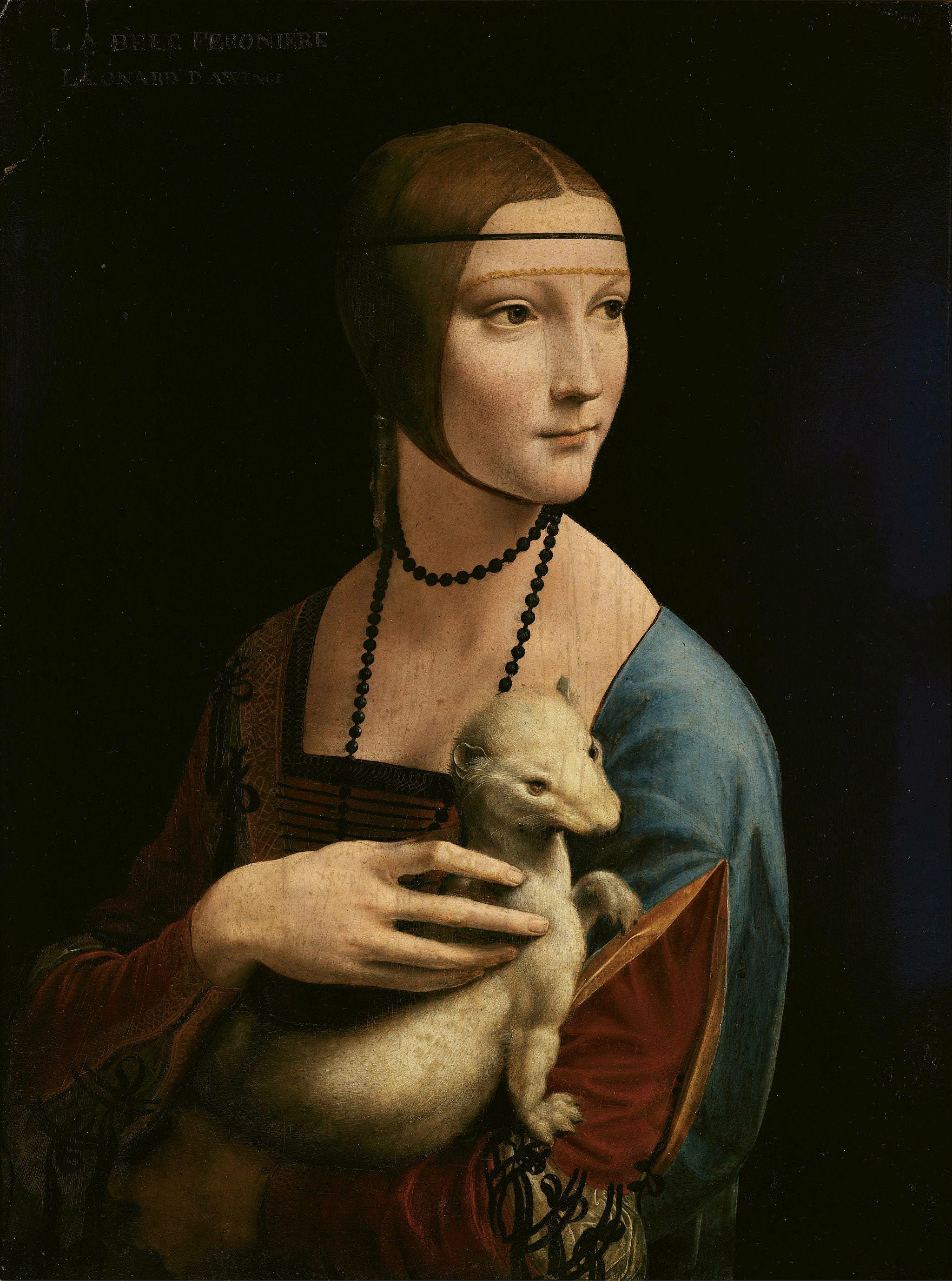 Lady with an Ermine Art Print | Leonardo da Vinci Renaissance Portrait FOSHE ART