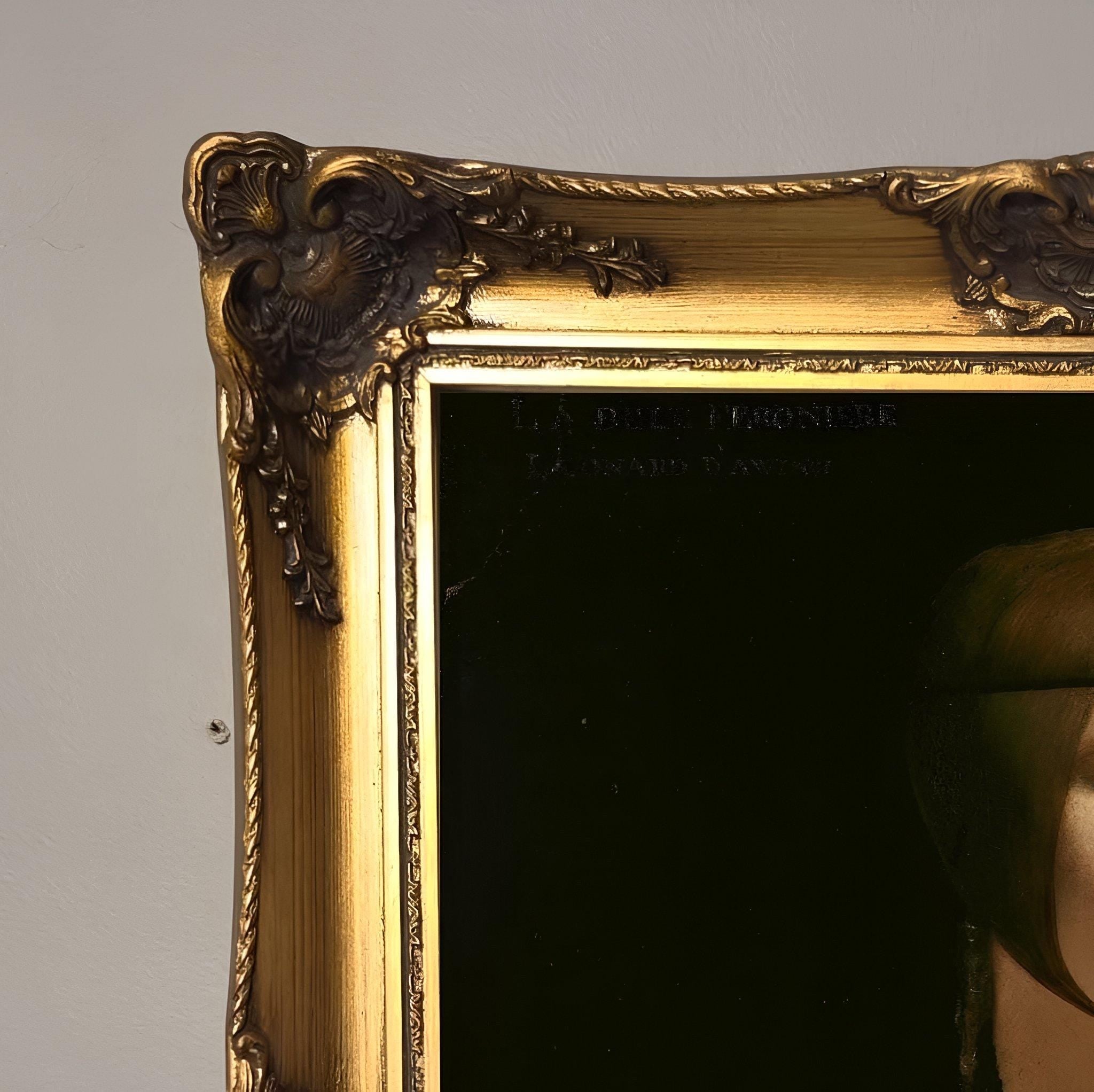 Lady with an Ermine Leonardo Da Vinci Canvas (Vintage gold frame) FOSHE ART
