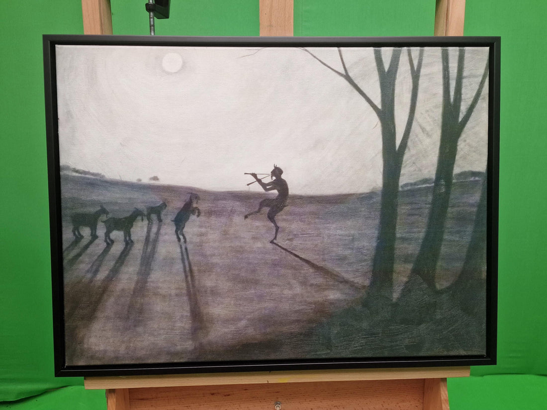 Faun by moonlight by Léon Spilliaert Canvas Print with Brush Strokes and frame FOSHE ART
