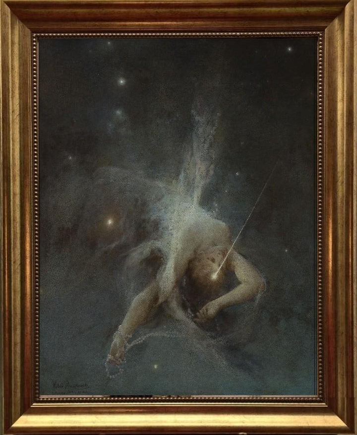 Falling Star by Witold Pruszkowski – Vintage Golden Frame and Brush Strokes FOSHE ART