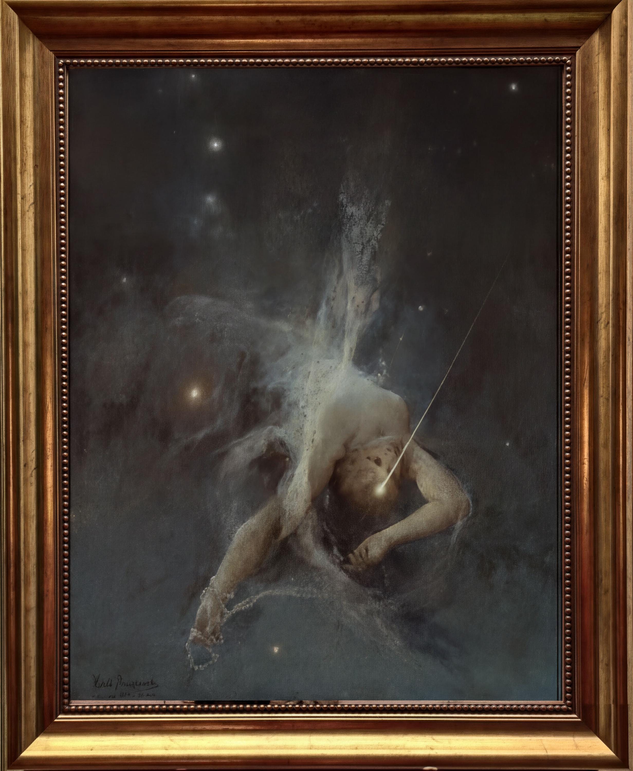 Falling Star by Witold Pruszkowski – Vintage Golden Frame and Brush Strokes FOSHE ART