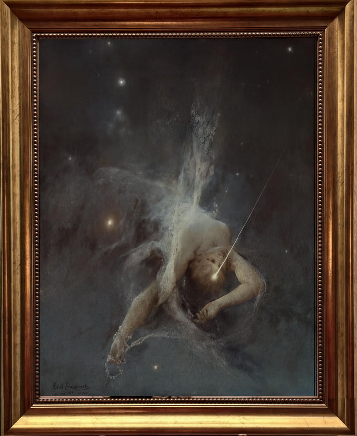 Falling Star by Witold Pruszkowski – Vintage Golden Frame and Brush Strokes FOSHE ART