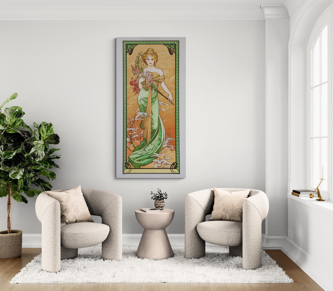 Art Nouveau Print: Alfons Mucha Spring Woman - Canvas or Paper FOSHE ART