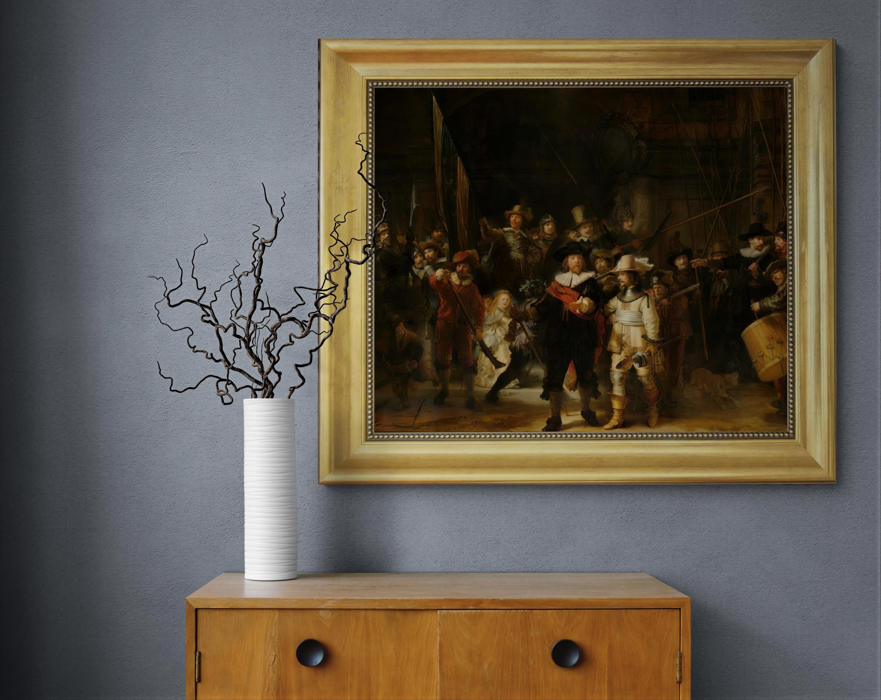 Rembrandt's The Night Watch – 3D Hand-Finished Canvas Print, Vintage Golden Frame FOSHE ART