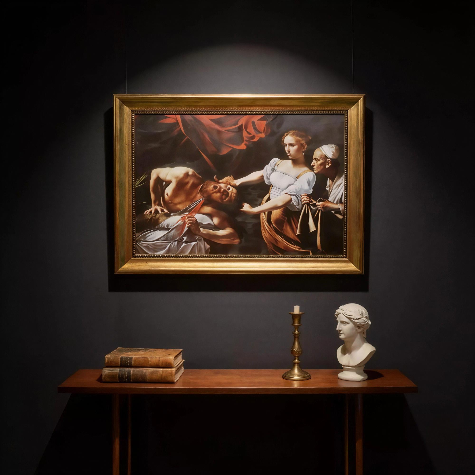 Caravaggio Canvas Print, Judith Beheading Holofernes (Vintage Gold Frame) FOSHE ART