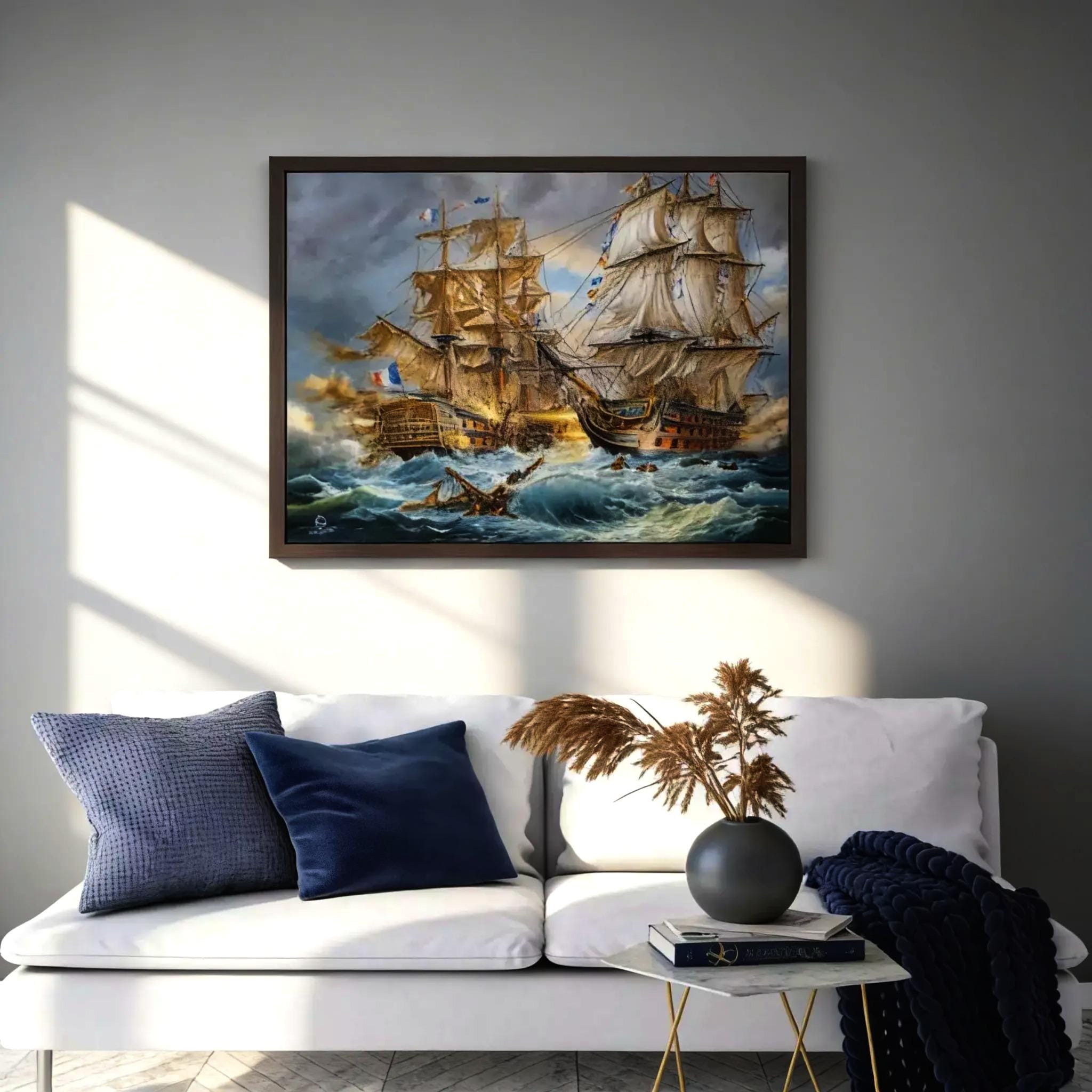 Battle of Trafalgar Canvas Print HMS Victory Naval History Art Seascape Painting Wall Decor FOSHE ART