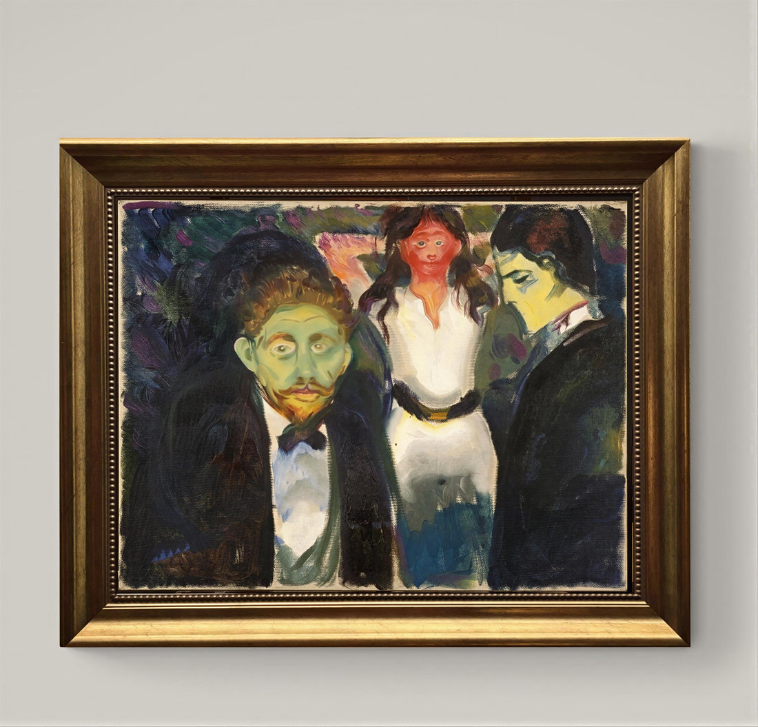 Edvard Munch Jelousy Giclée Canvas Print with Brush Stroke Texture and Vintage Gold Frame FOSHE ART