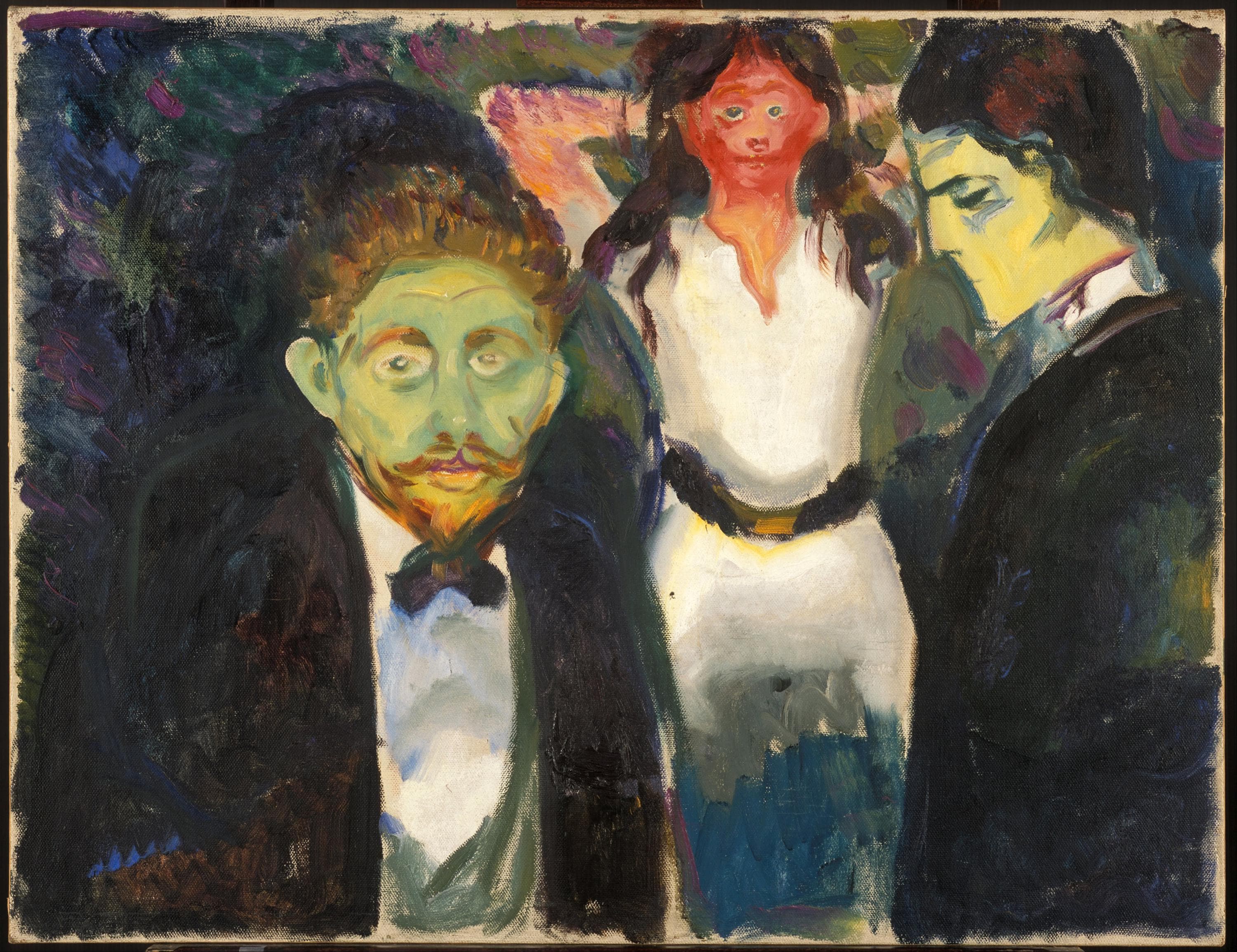 Edvard Munch Jelousy Giclée Canvas Print with Brush Stroke Texture and Vintage Gold Frame FOSHE ART