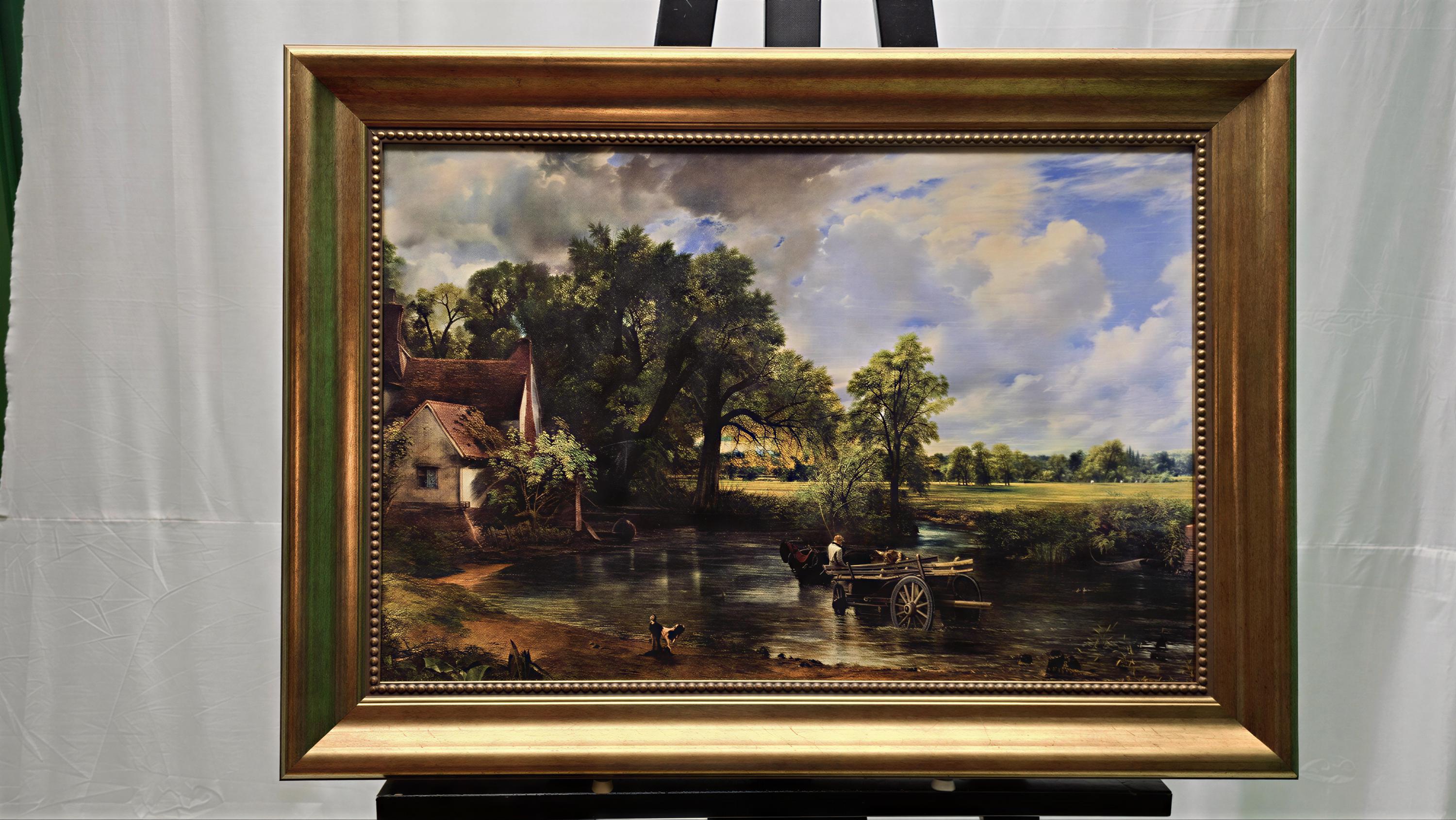 The Hay Wain 3D Canvas Print by John Constable – Vintage Gold Wooden Frame Reproduction Art FOSHE ART
