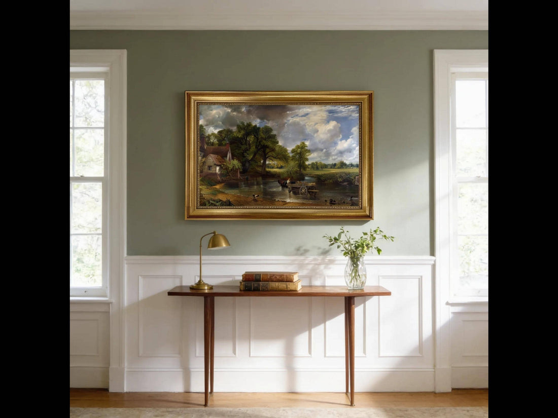 The Hay Wain 3D Canvas Print by John Constable – Vintage Gold Wooden Frame Reproduction Art FOSHE ART