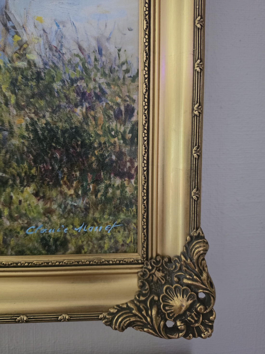 Monet Woman with Parasol Canvas Print: Rococo Gold Frame, Textured Giclée FOSHE ART