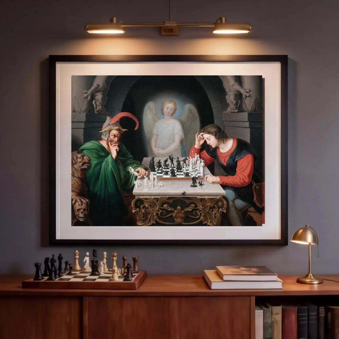 Checkmate painting by Moritz Retzsch (1831),  Fine Art Reproduction on Archival or Luster Paper FOSHE ART