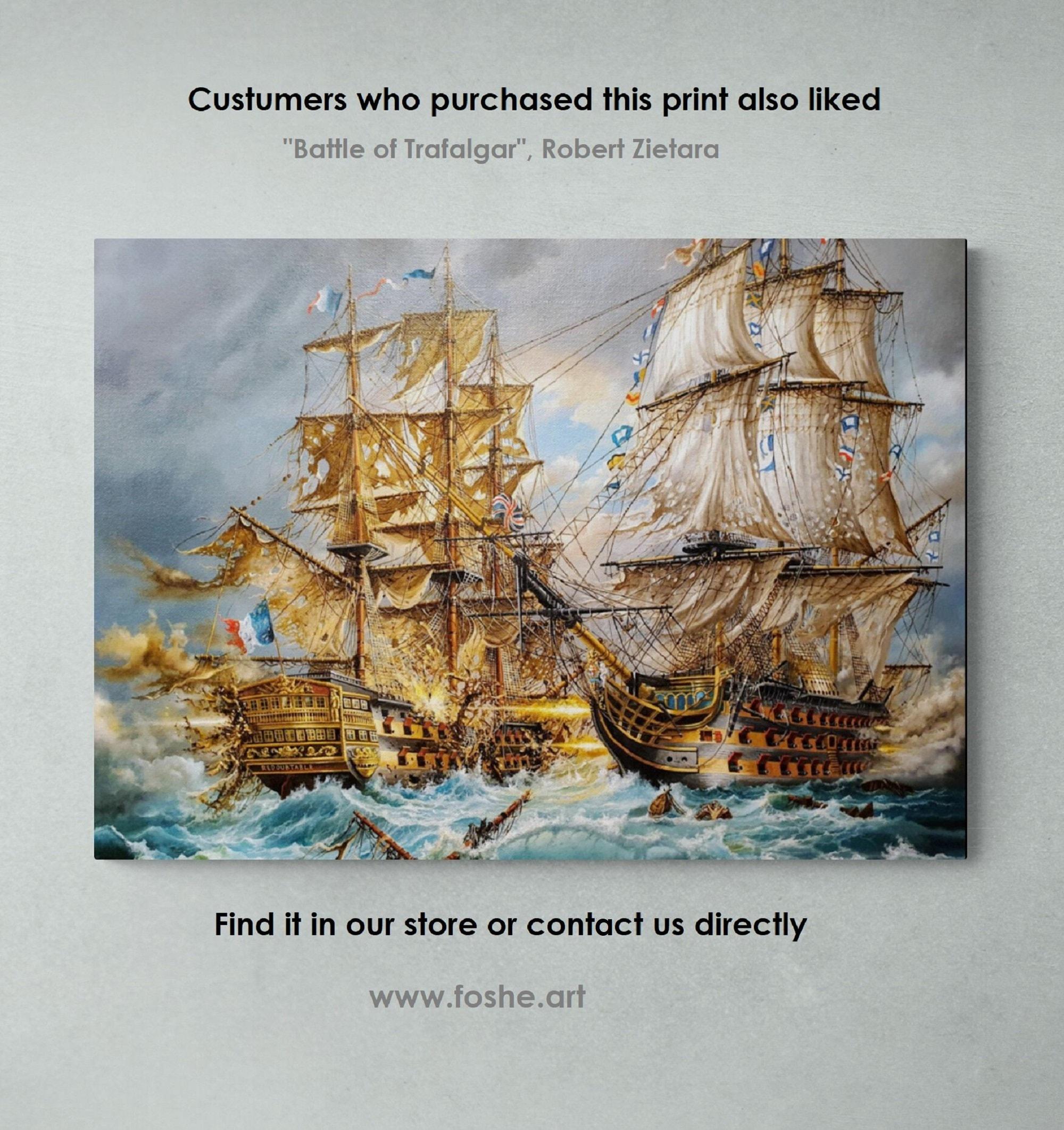 Tall Ship Giclée Canvas Print, After Storm Seascape, Golden Vintage Frame FOSHE ART