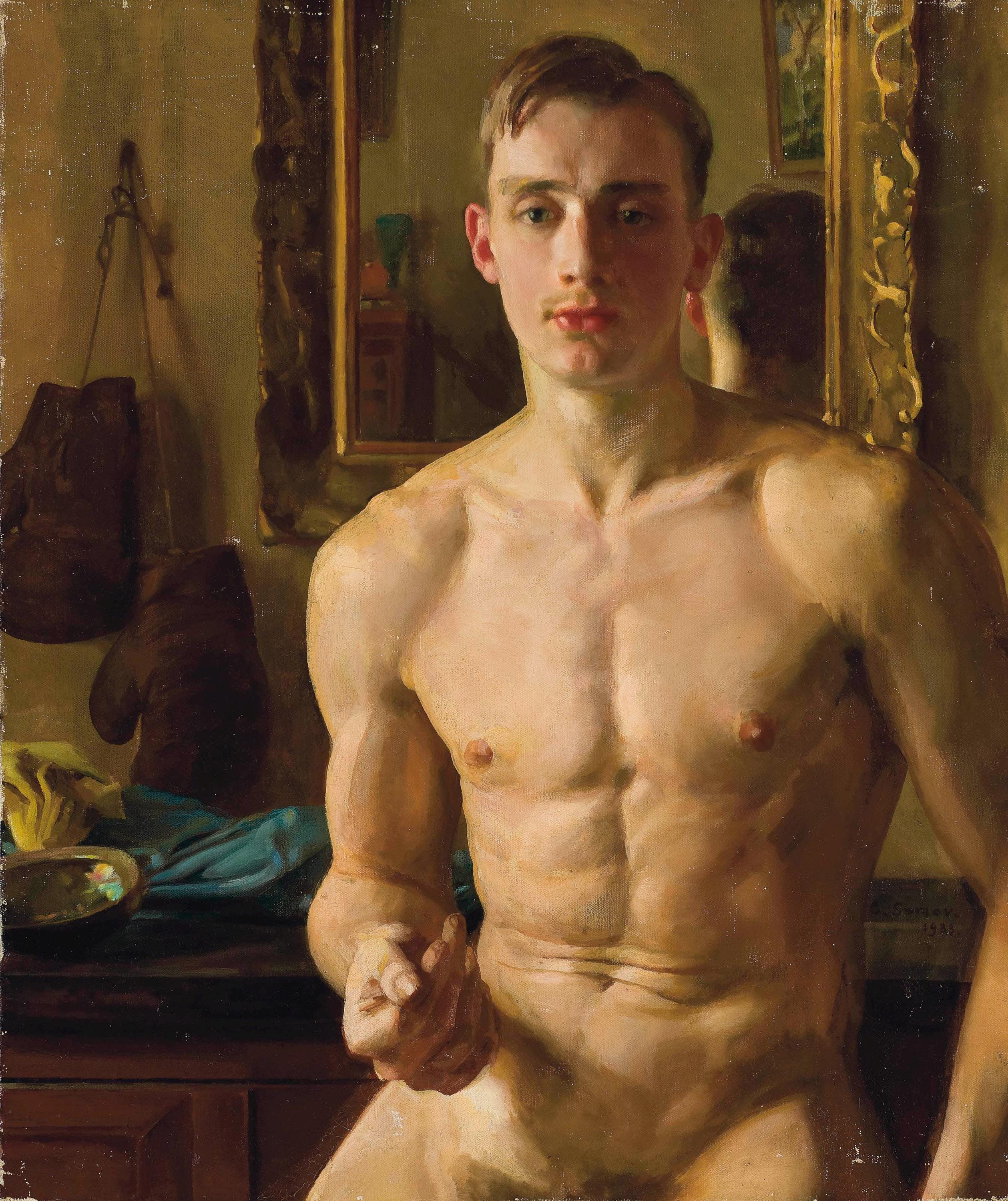 The Boxer by Konstantin Somov - Vintage Canvas with Wooden Frame FOSHE ART