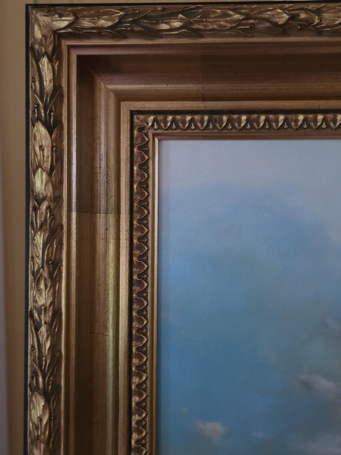 Maritime Oil Painting Robert Zietara in Vintage Gold Frame FOSHE ART