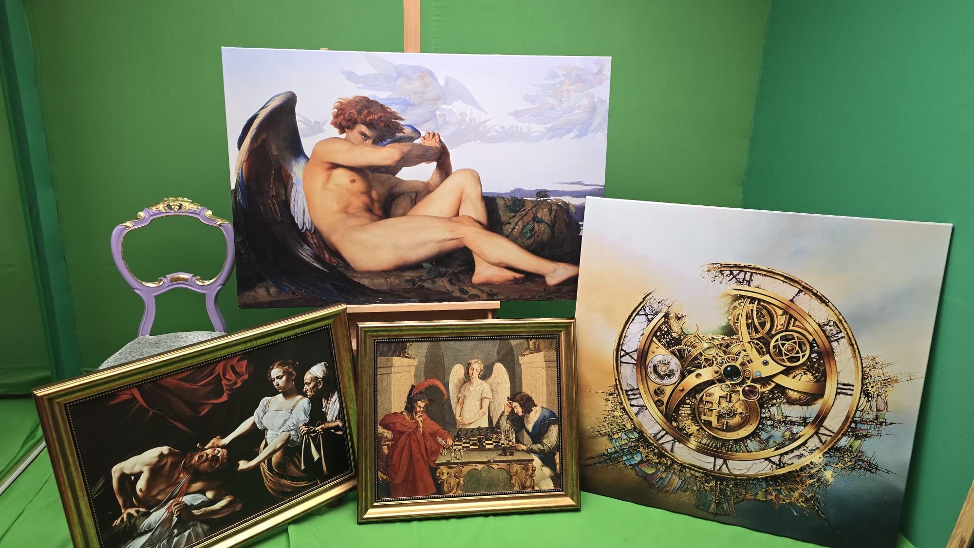 Fallen Angel Canvas Print by Alexandre Cabanel, Brush Strokes, Vintage Golden Frame FOSHE ART