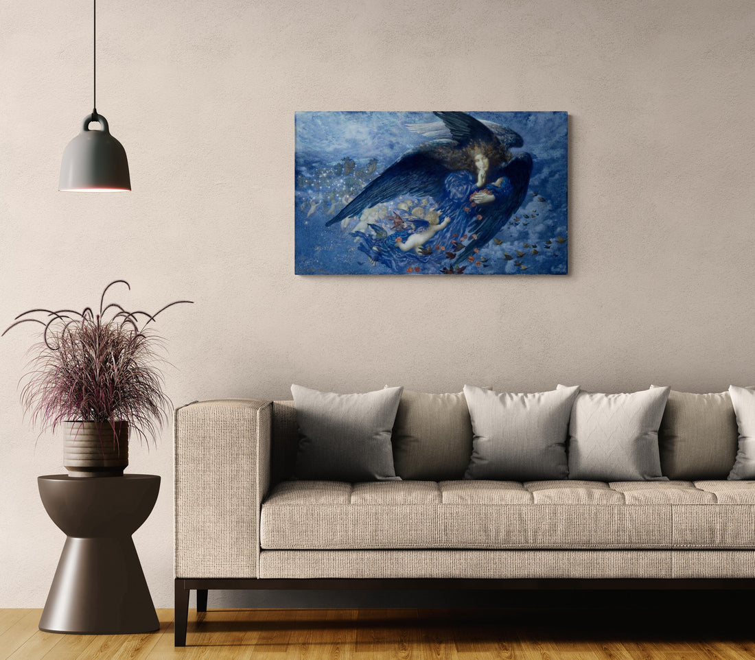 Night with Her Canvas Print - Oil Painting Style Texture FOSHE ART