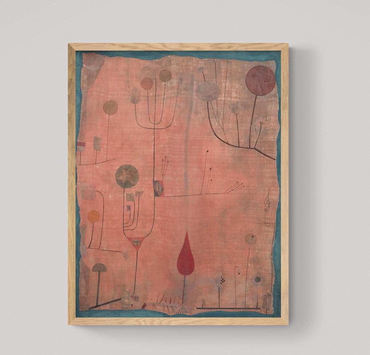 Red Fruits By Paul Klee Print, Canvas Print with Floating Frame and Brush Strokes FOSHE ART