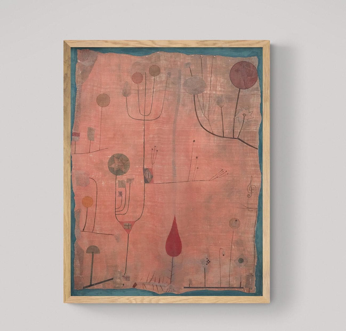 Red Fruits By Paul Klee Print, Canvas Print with Floating Frame and Brush Strokes FOSHE ART