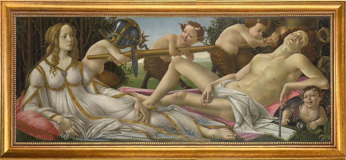 Venus and Mars by Botticelli Framed Canvas Print: Hand-Finished Brush strokes FOSHE ART