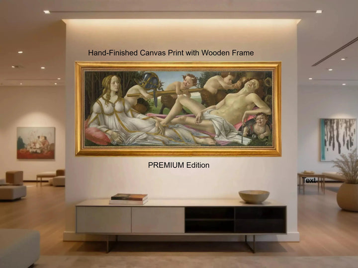 Venus and Mars by Botticelli Framed Canvas Print: Hand-Finished Brush strokes FOSHE ART