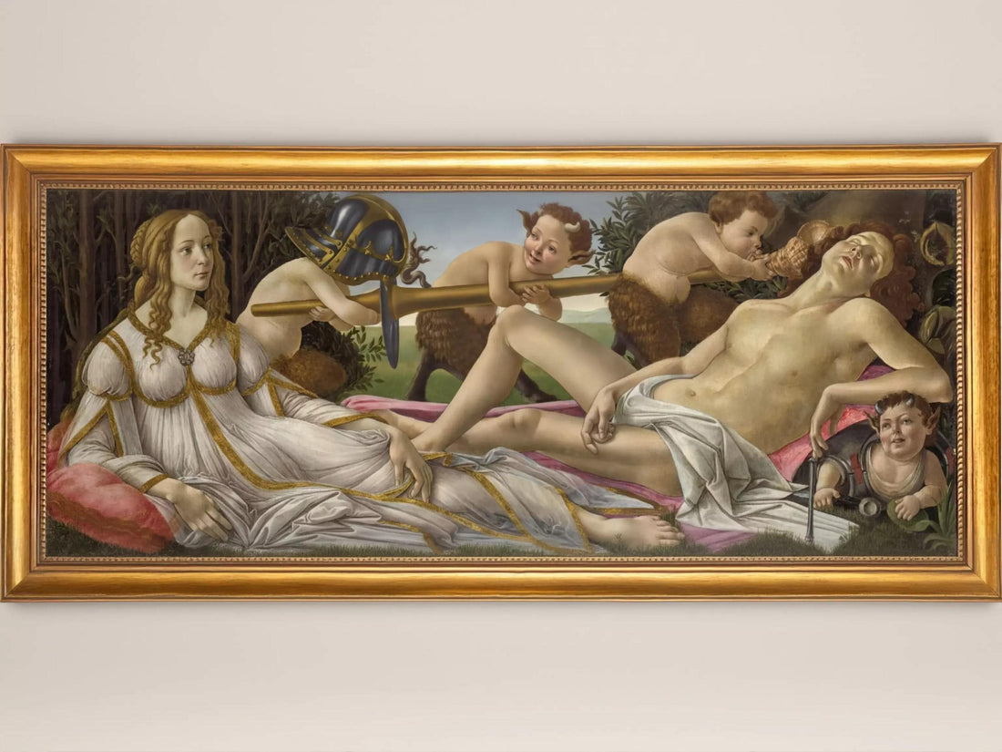 Venus and Mars by Botticelli Framed Canvas Print: Hand-Finished Brush strokes FOSHE ART