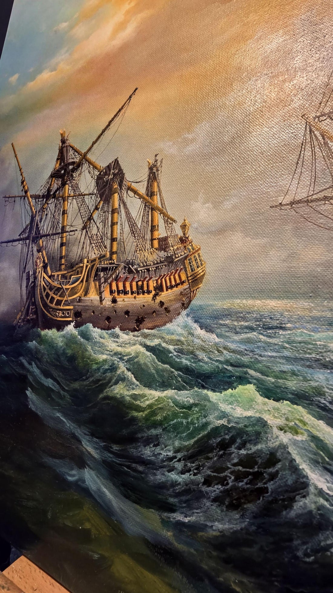 USS Constitution Battle with HMS Guerriere, framed canvas print FOSHE ART