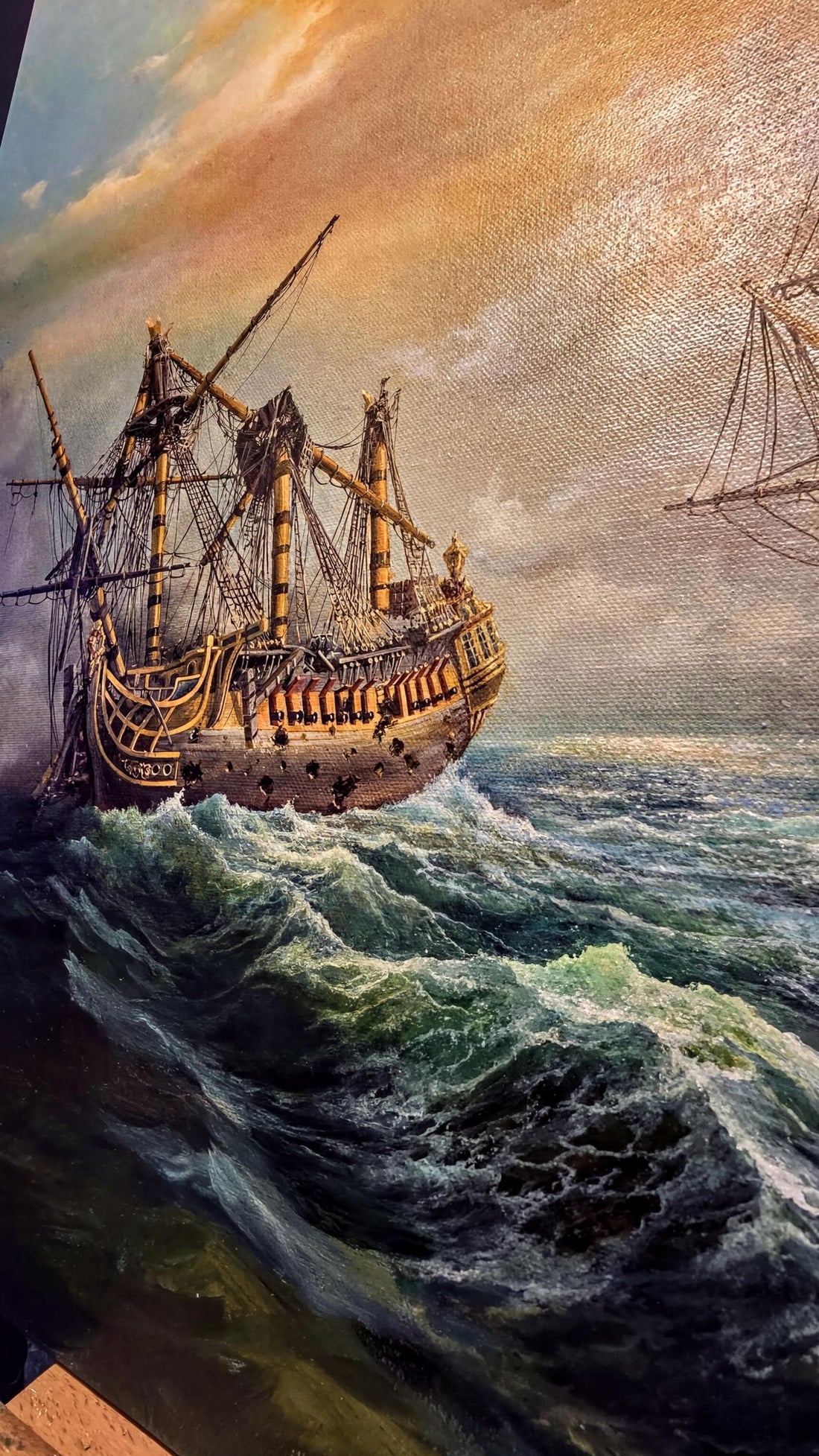 USS Constitution vs HMS Guerriere Canvas Print with Brush Strokes FOSHE ART