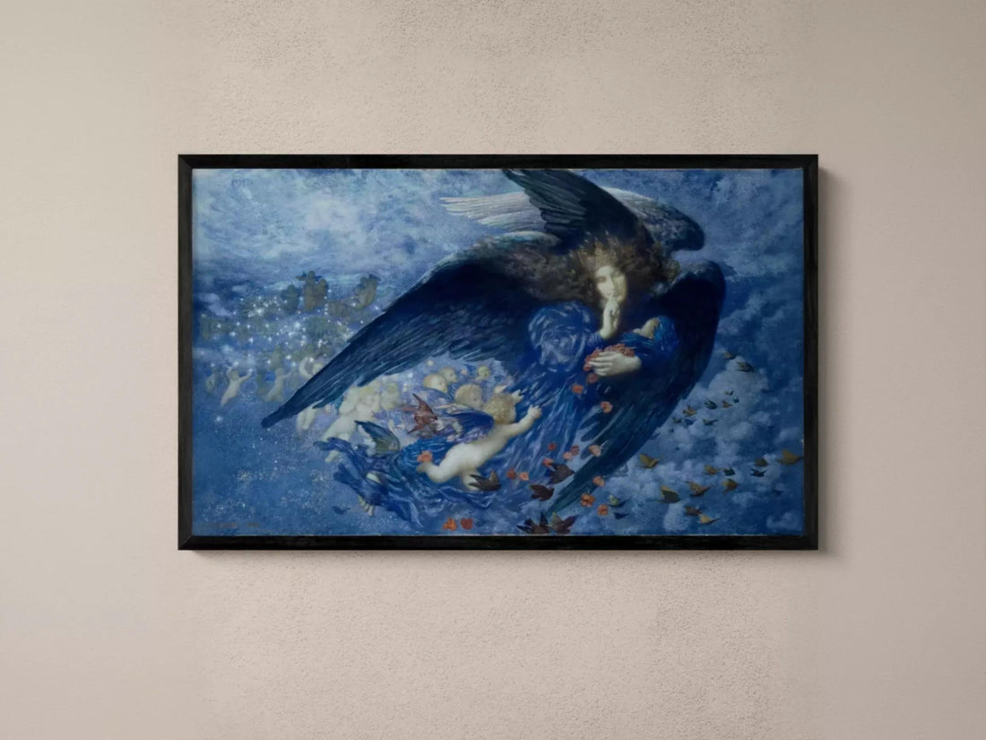 Night with Her Canvas Print - Oil Painting Style Texture FOSHE ART