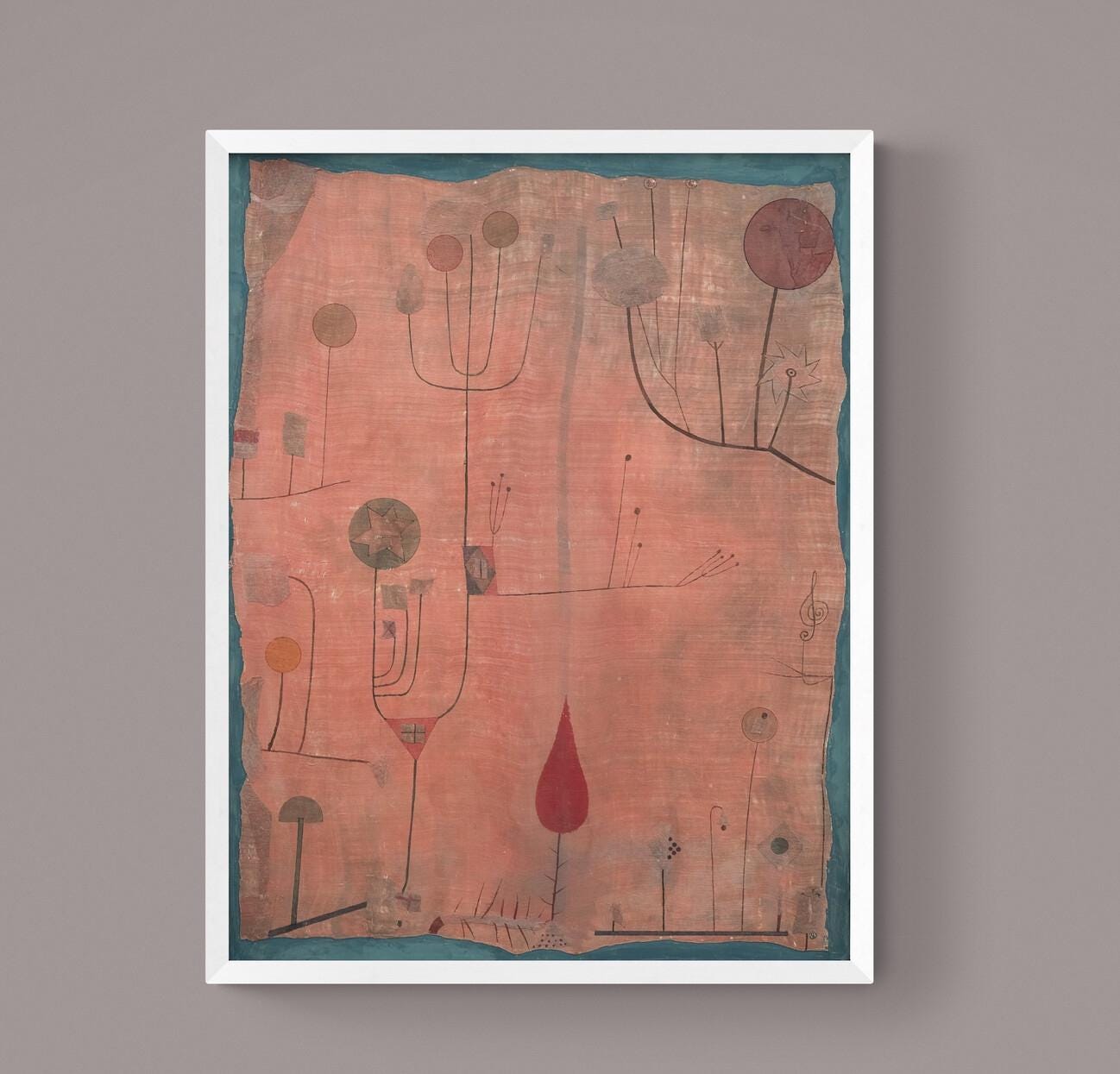 Red Fruits By Paul Klee Print, Canvas Print with Floating Frame and Brush Strokes FOSHE ART