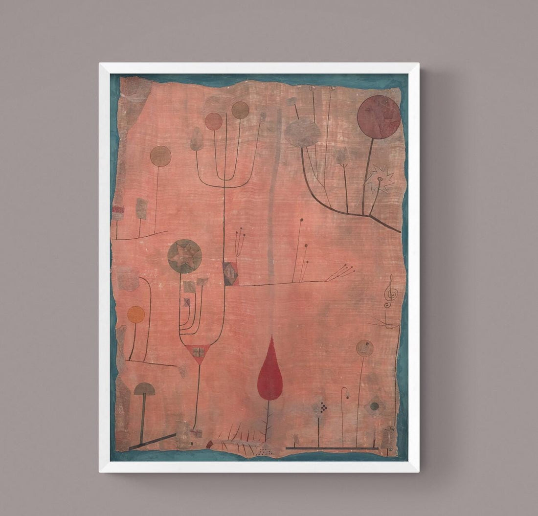 Red Fruits By Paul Klee Print, Canvas Print with Floating Frame and Brush Strokes FOSHE ART