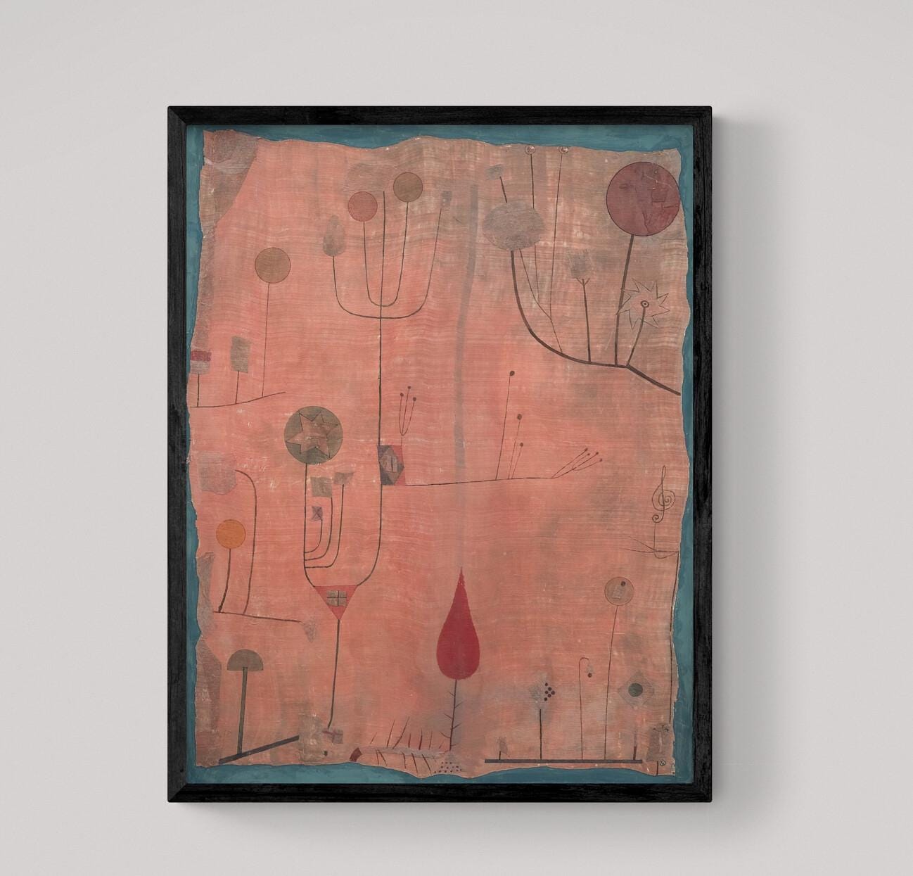 Red Fruits By Paul Klee Print, Canvas Print with Floating Frame and Brush Strokes FOSHE ART