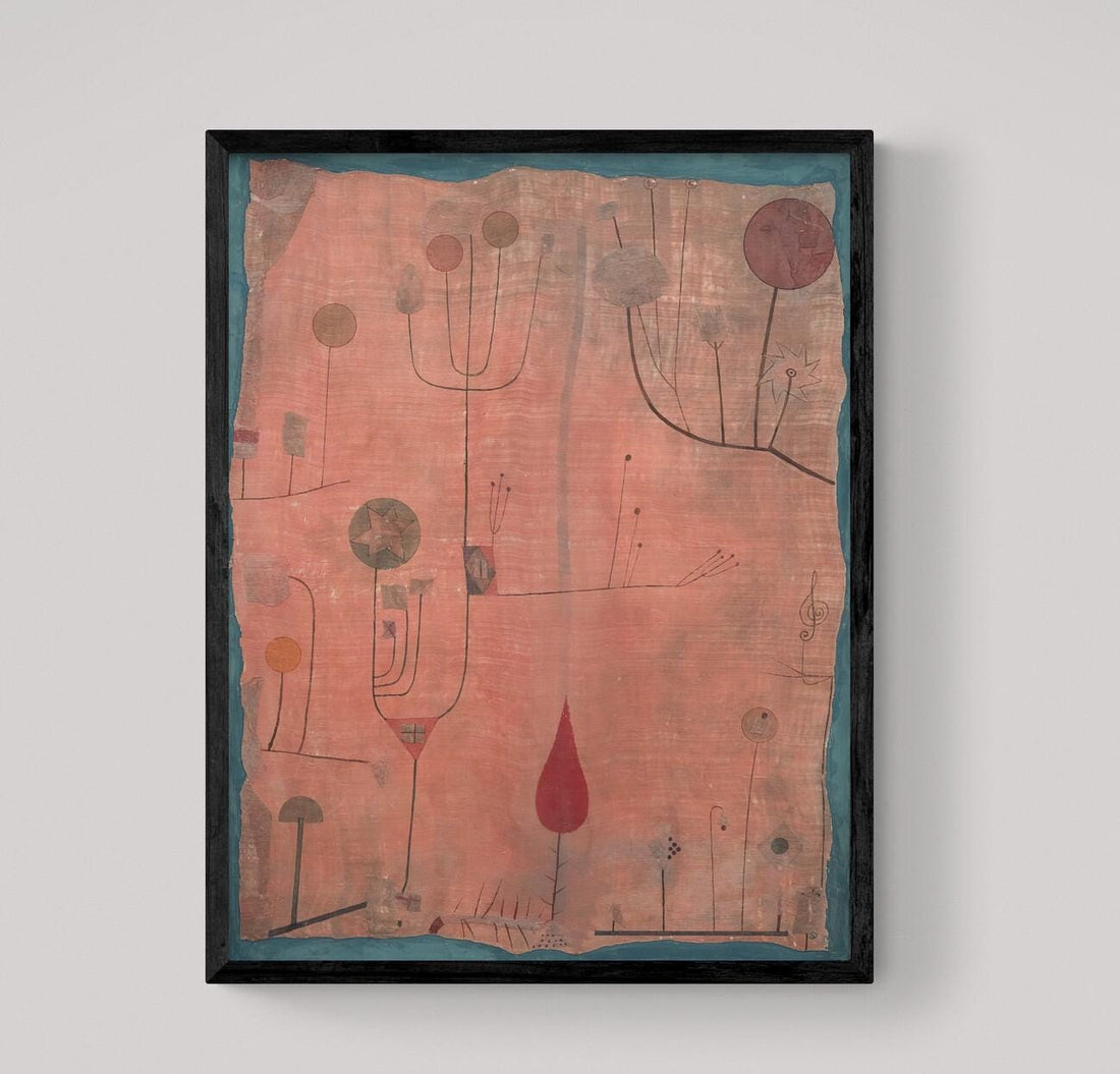 Red Fruits By Paul Klee Print, Canvas Print with Floating Frame and Brush Strokes FOSHE ART