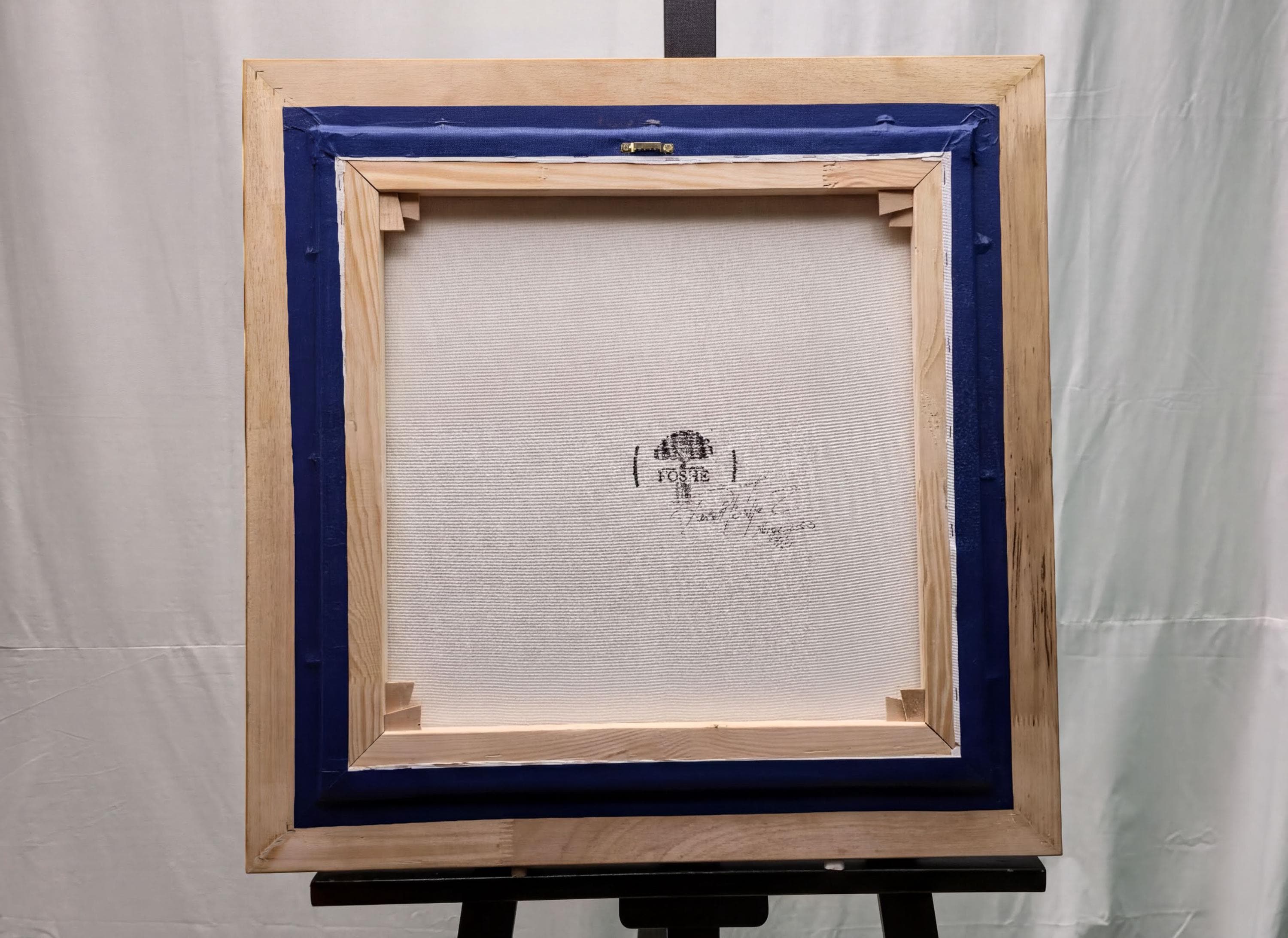 A Man seated reading at a Table in a Lofty Room Vintage Gold Frame, Brush Stroke Texture FOSHE ART