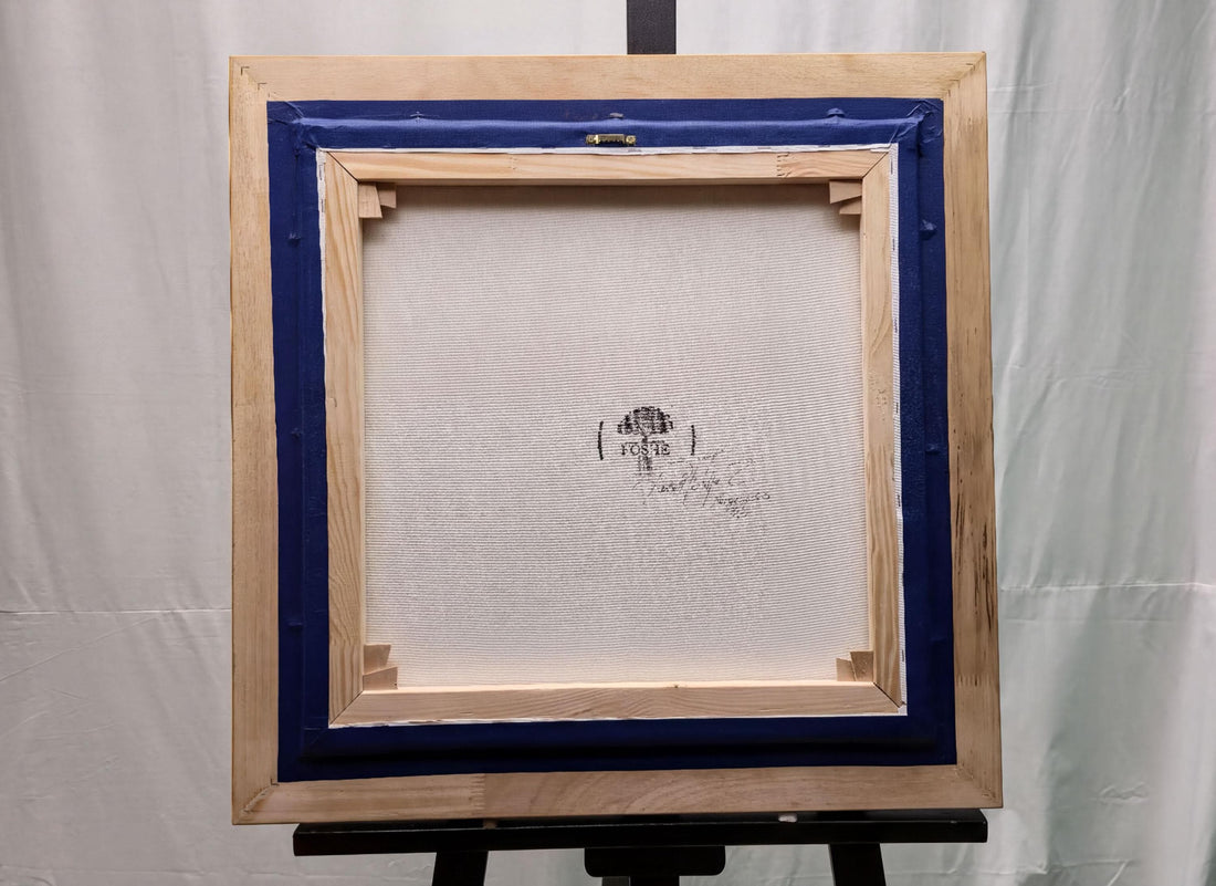 A Man seated reading at a Table in a Lofty Room Vintage Gold Frame, Brush Stroke Texture FOSHE ART