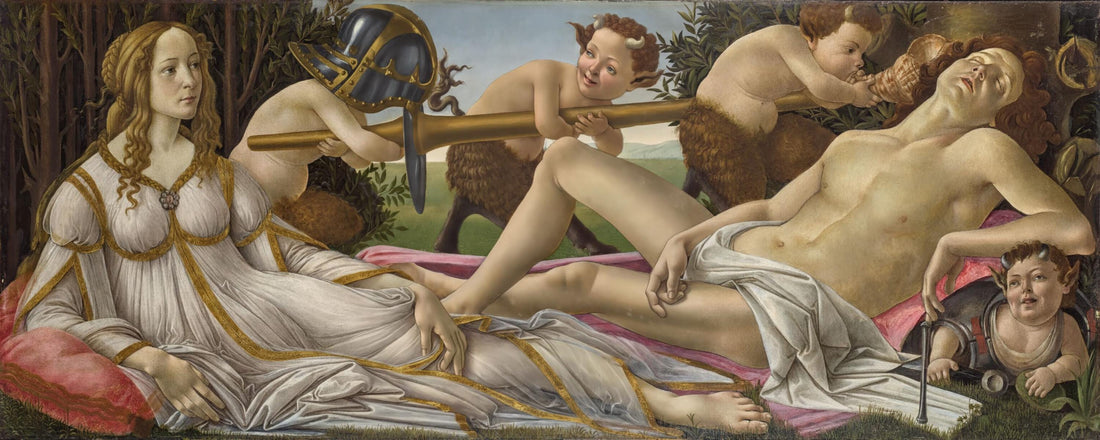 Venus and Mars by Botticelli Framed Canvas Print: Hand-Finished Brush strokes FOSHE ART