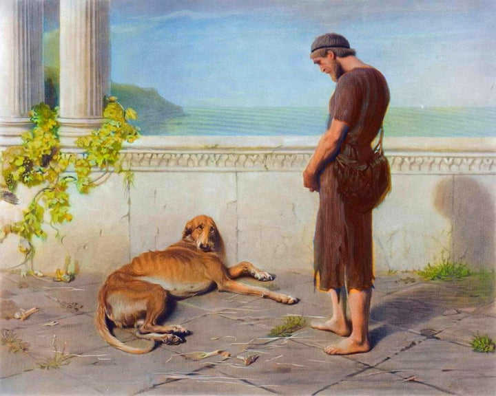 Ulysses and Argus by Briton Riviere, Canvas Print, Floating Frame and Brush Strokes FOSHE ART