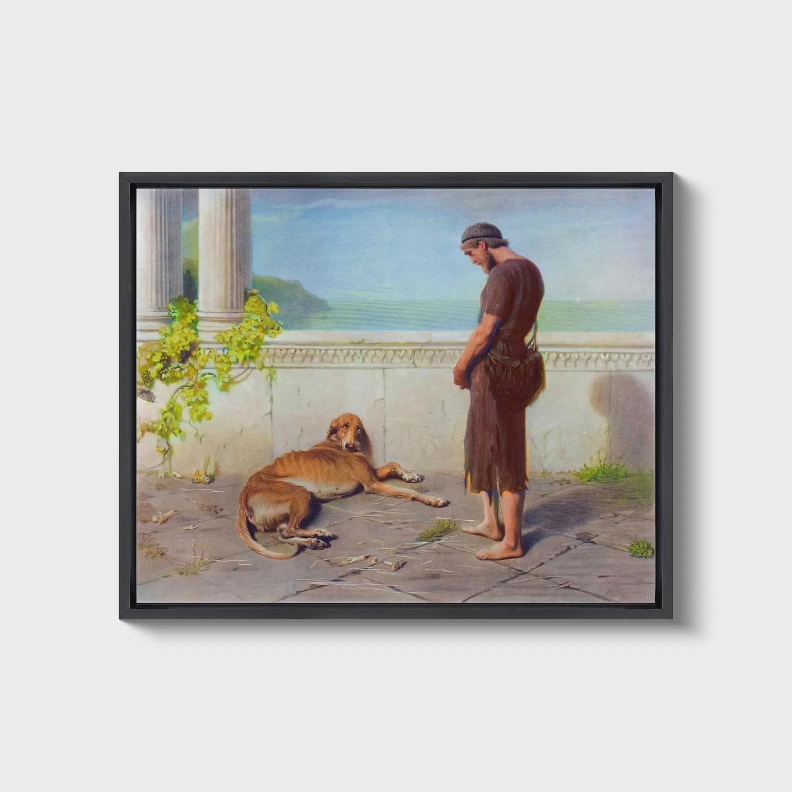 Ulysses and Argus by Briton Riviere, Canvas Print, Floating Frame and Brush Strokes FOSHE ART