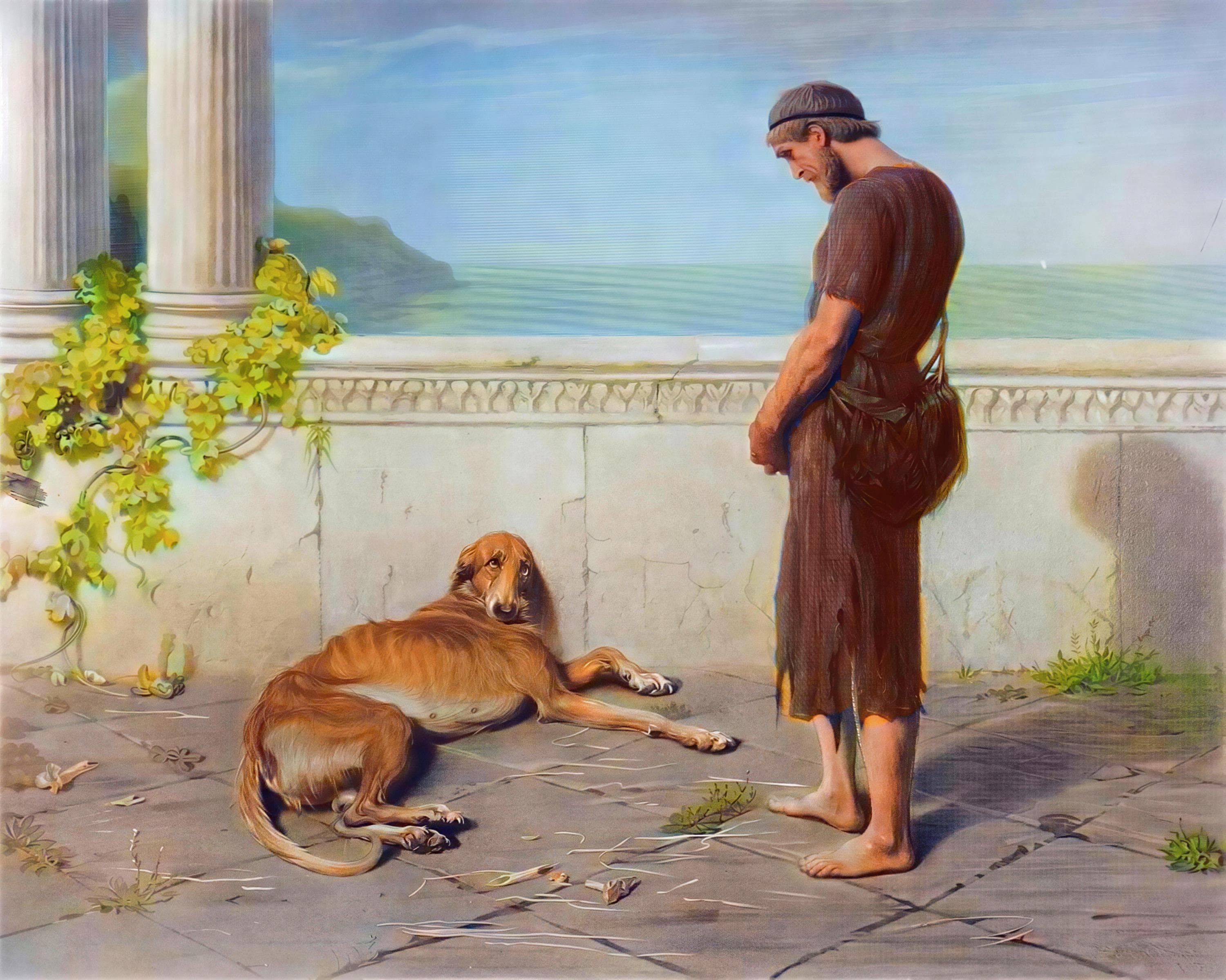 Ulysses and Argus Texture Canvas Print • Briton Riviere • Museum‑Quality Classical Art in Vintage Gold Frame FOSHE ART