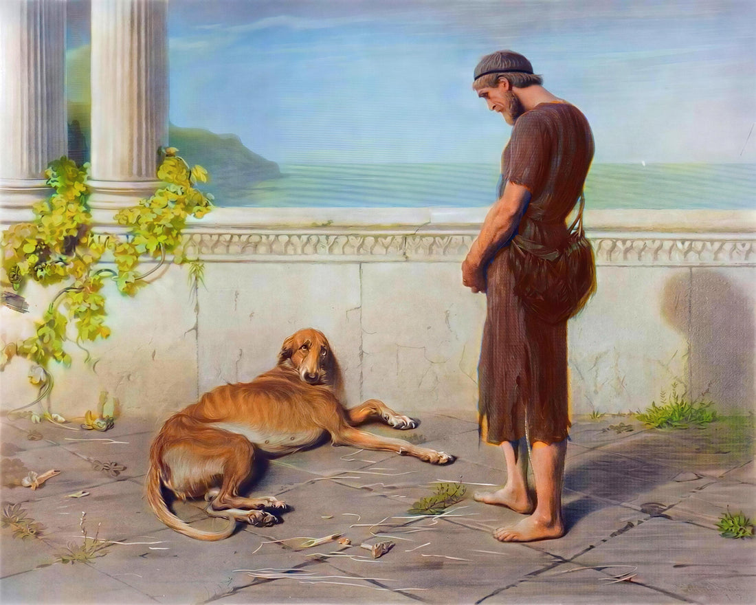 Ulysses and Argus Texture Canvas Print • Briton Riviere • Museum‑Quality Classical Art in Vintage Gold Frame FOSHE ART