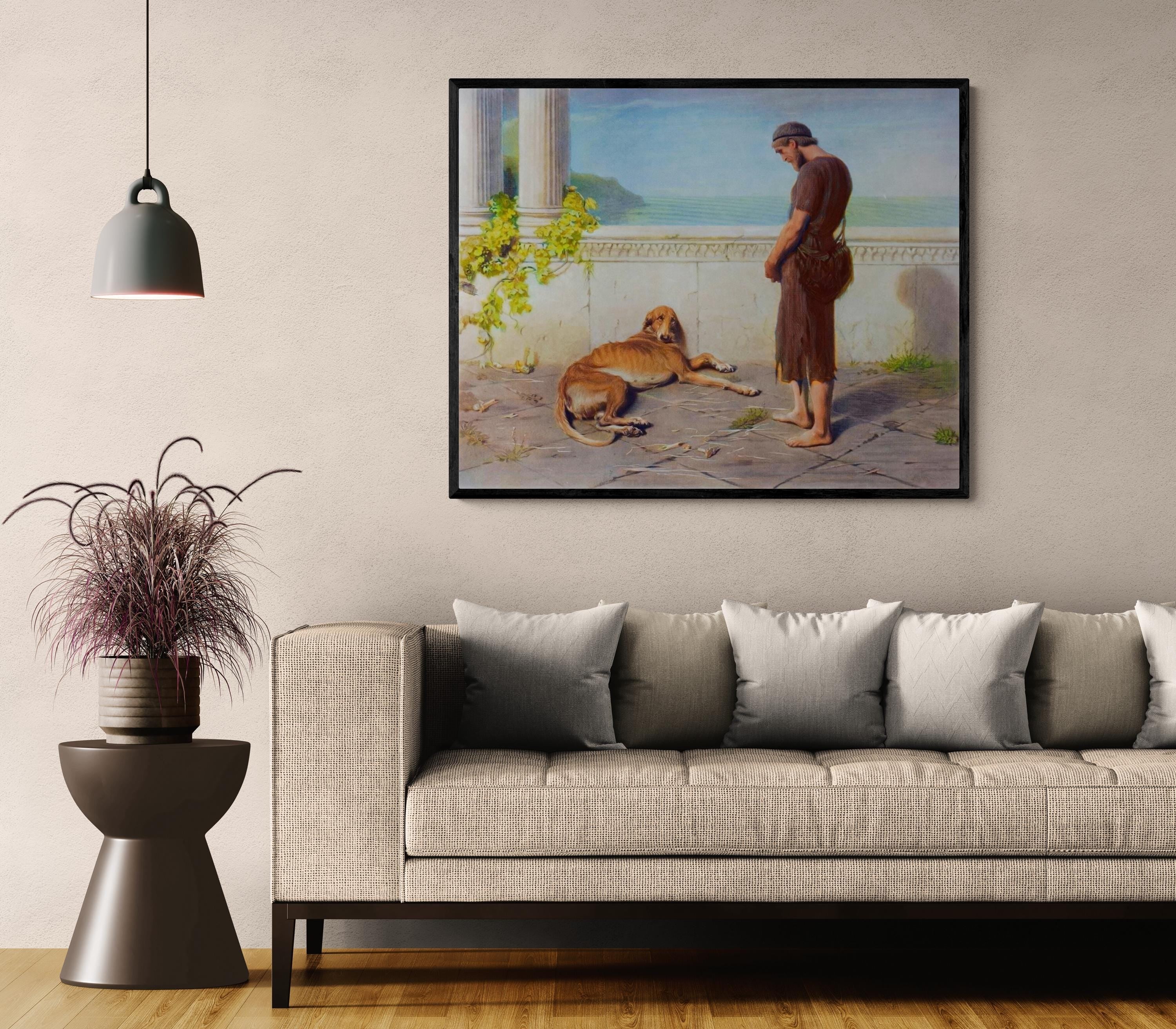 Ulysses and Argus by Briton Riviere, Canvas Print, Floating Frame and Brush Strokes FOSHE ART