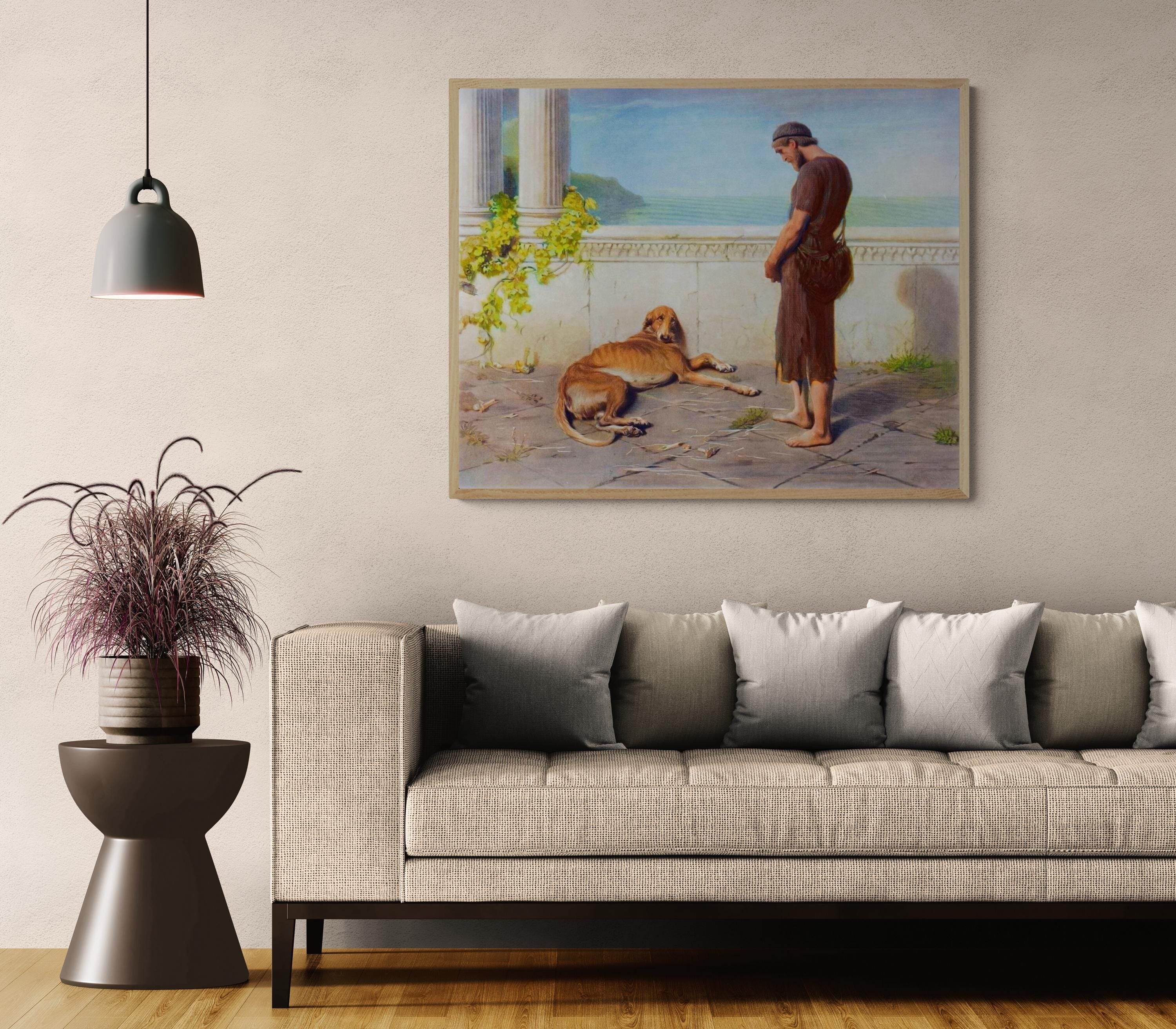 Ulysses and Argus by Briton Riviere, Canvas Print, Floating Frame and Brush Strokes FOSHE ART