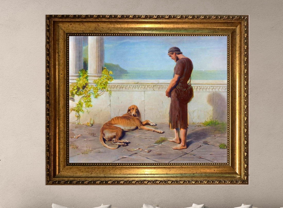 Ulysses and Argus Texture Canvas Print • Briton Riviere • Museum‑Quality Classical Art in Vintage Gold Frame FOSHE ART