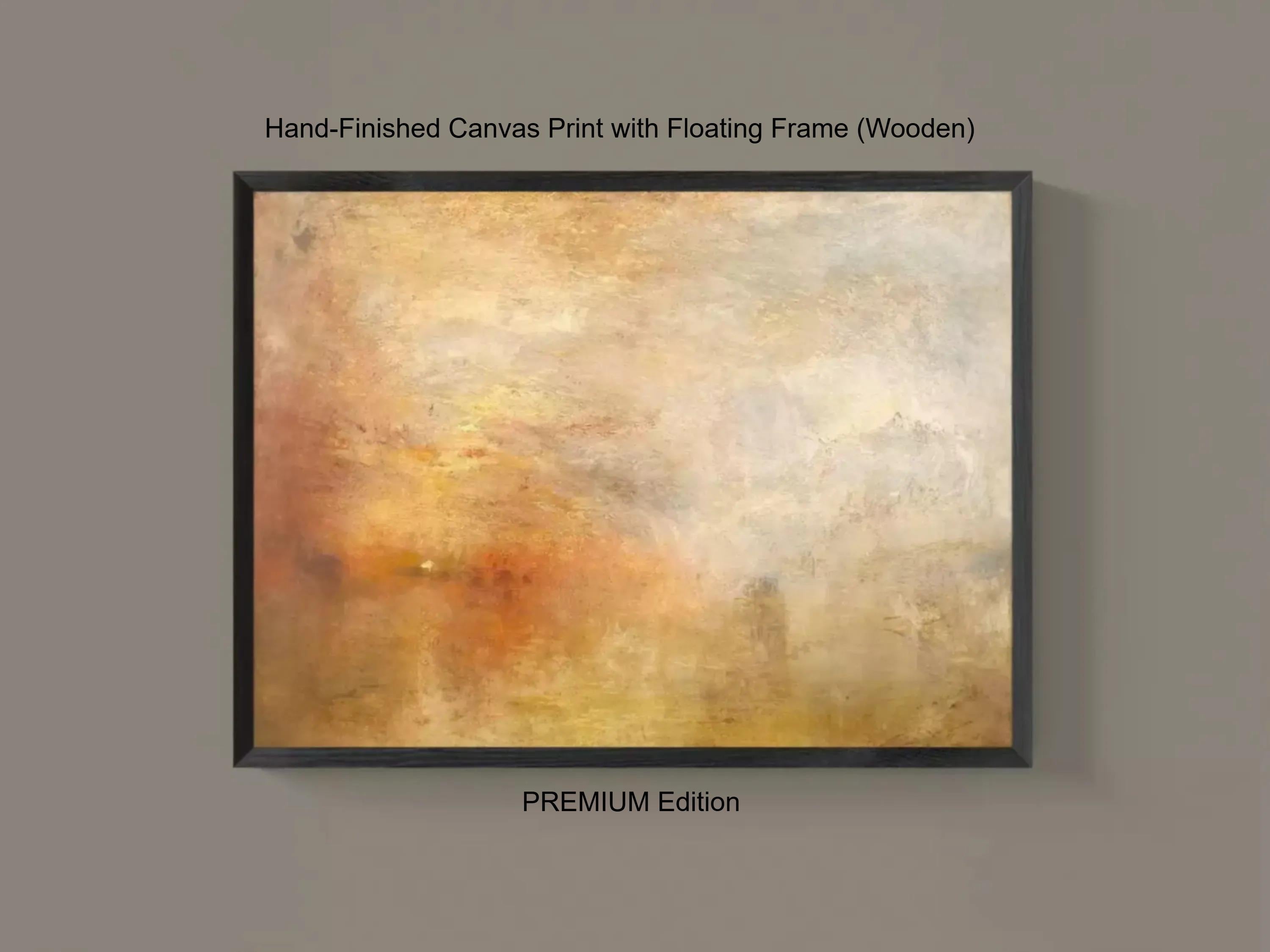Sun Setting Over Lake | Joseph Mallord William Turner | Texture Canvas Print  | Floating Frame and Brush Strokes FOSHE ART